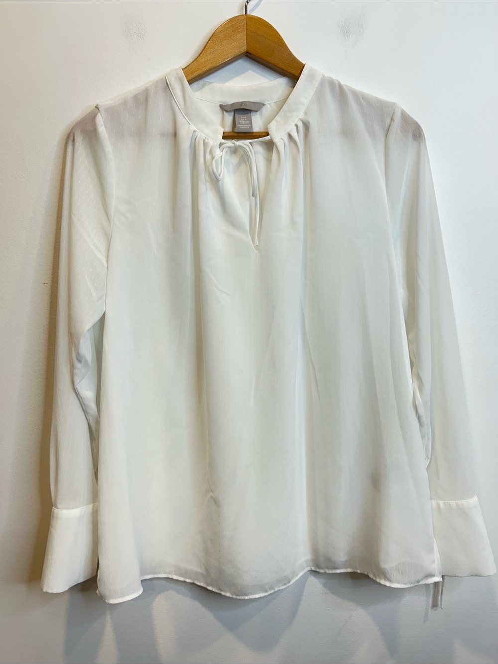 H&M Long Sleeve Tie Neck Blouse White